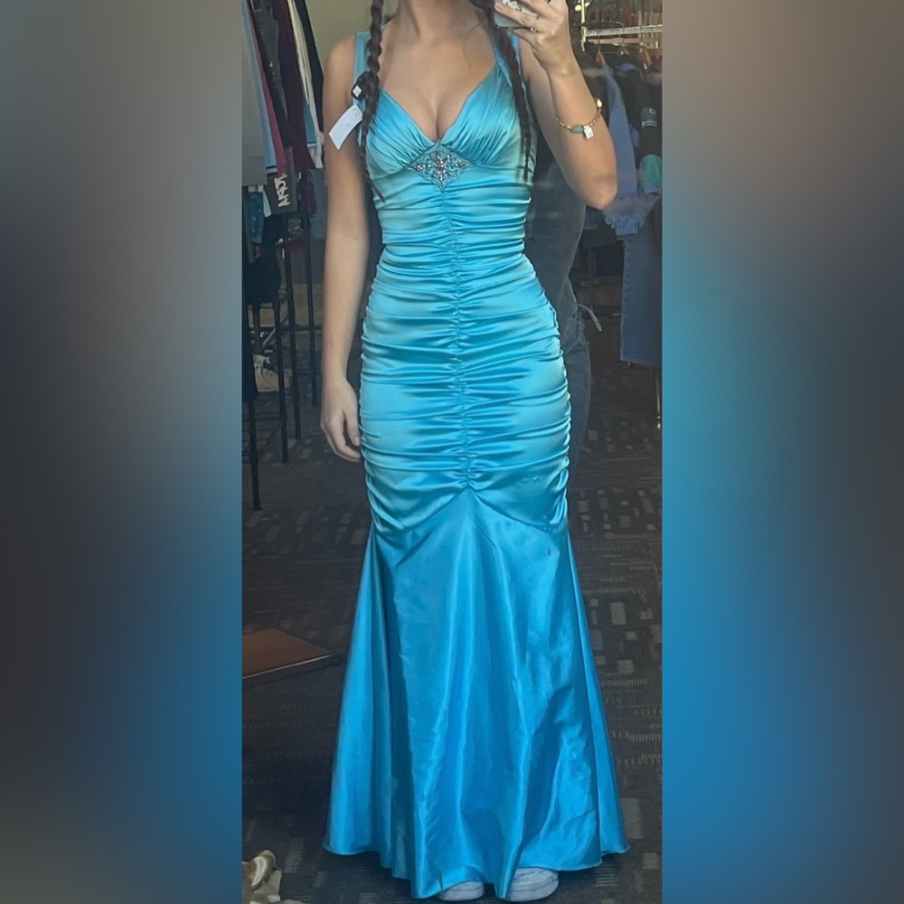 Vintage Blue Satin Dress